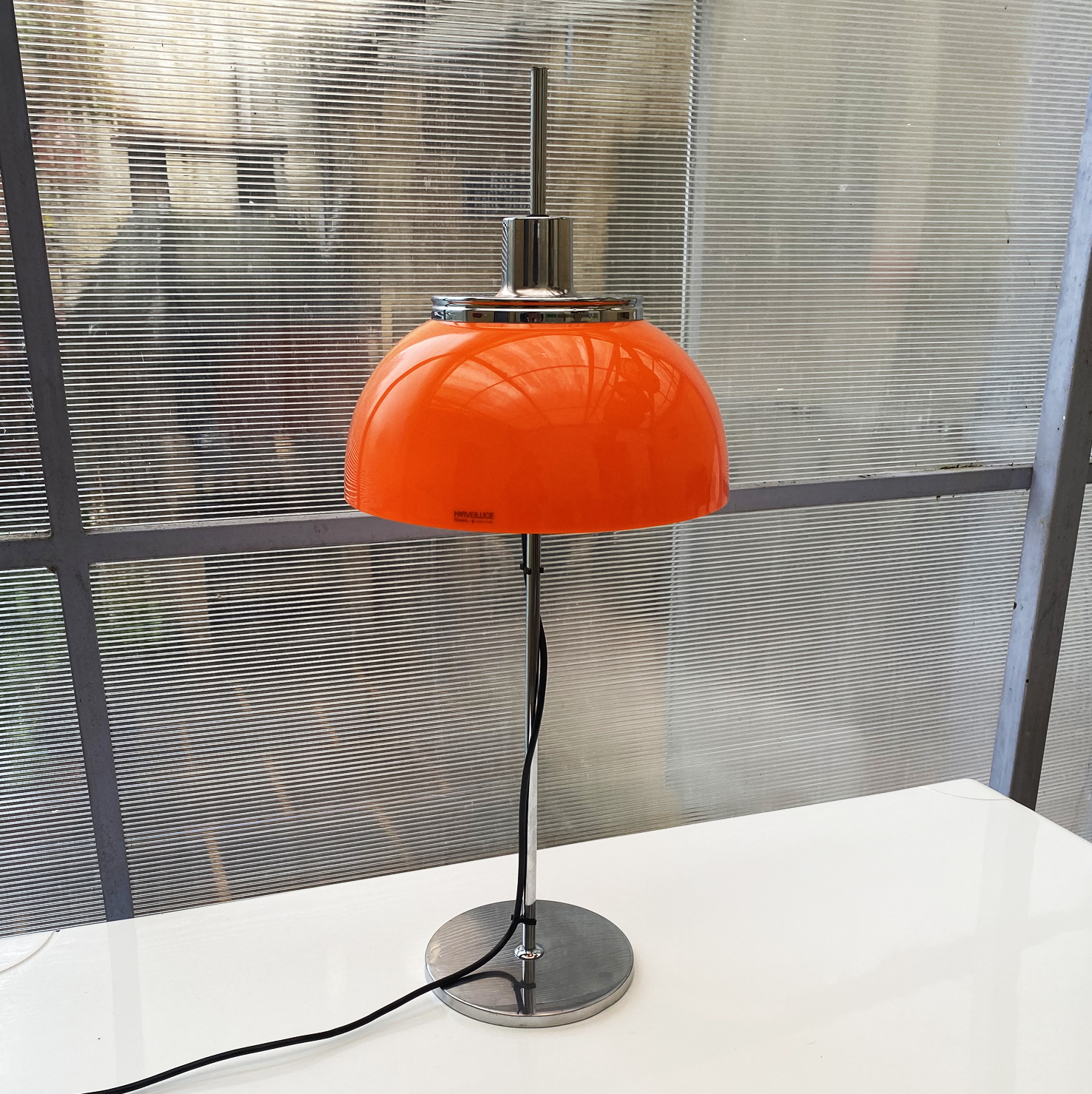 Lampe Faro de Luigi Massoni pour Harvey Guzzini orange