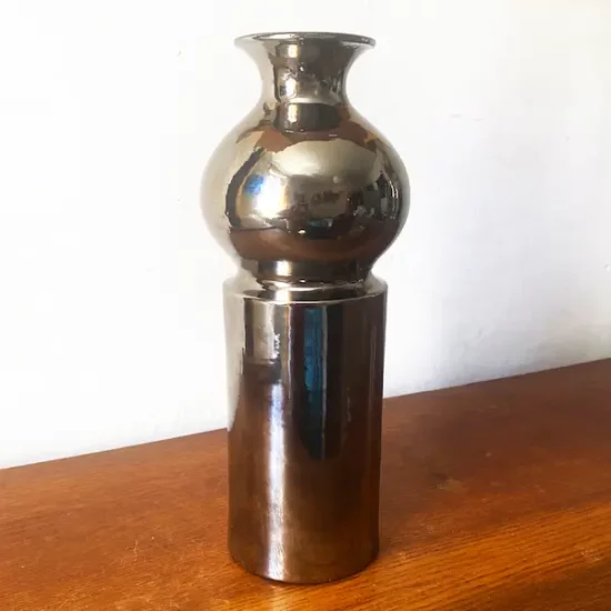 Vase Bitossi chrome Aldo Londi années 60