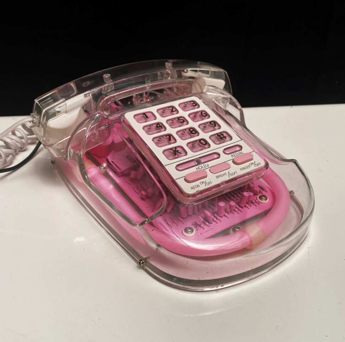 Téléphone néon rose flushia : neon phone années 80