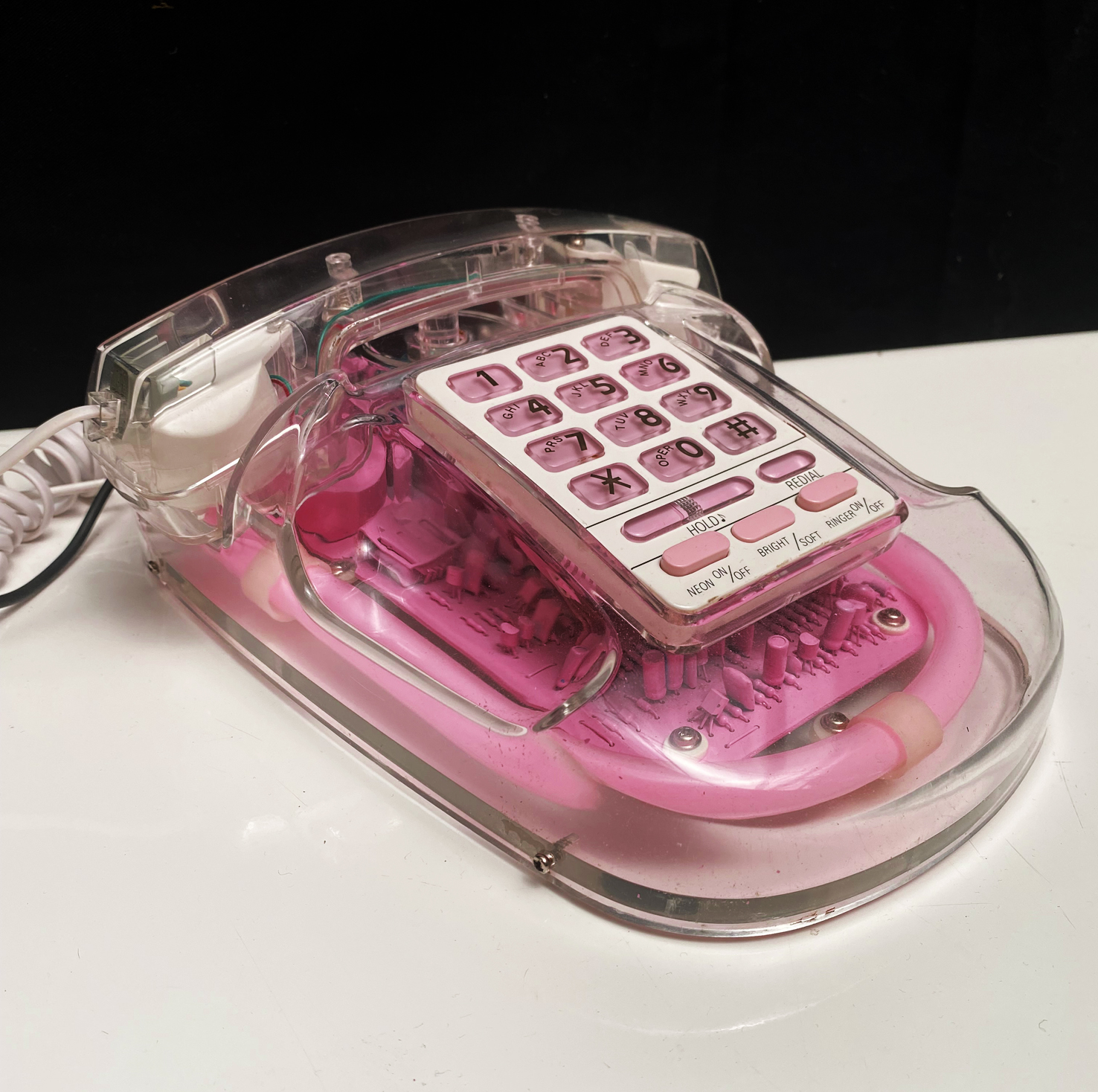 Téléphone néon rose flushia : neon phone années 80