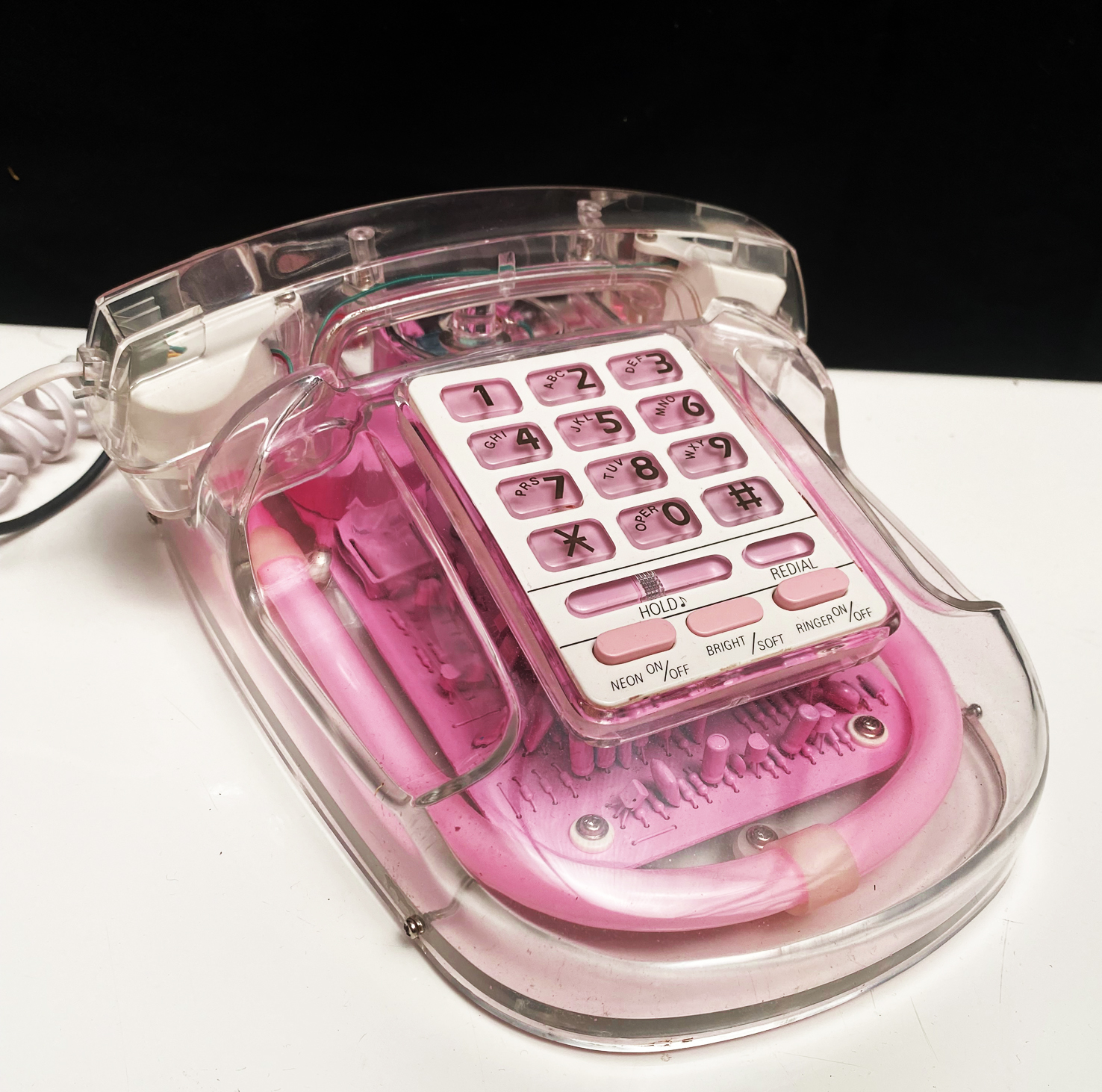 Téléphone néon rose flushia : neon phone années 80