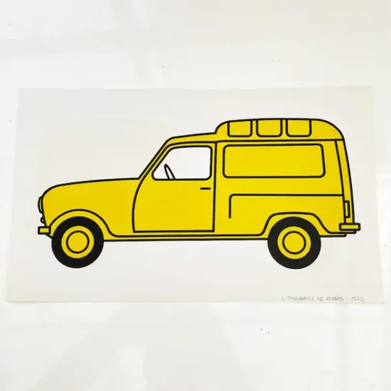 Jean Pierre Raynaud Renault 4 fourgonnette Lithographie 1972