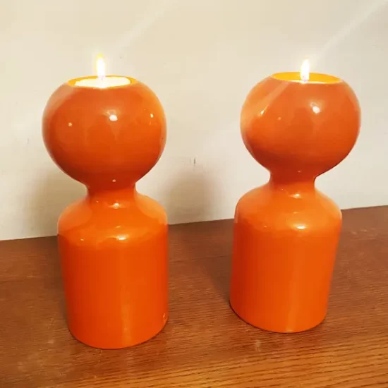 Paire de bougeoirs de Liisi Beckmann pour Gabbianelli années 60