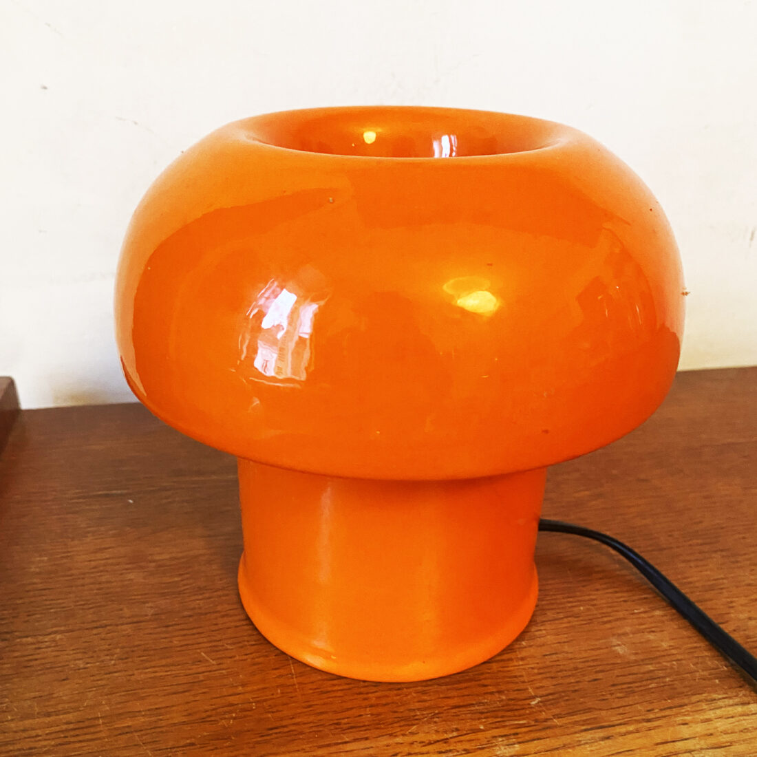 Lampe champignon céramique orange annnées 60