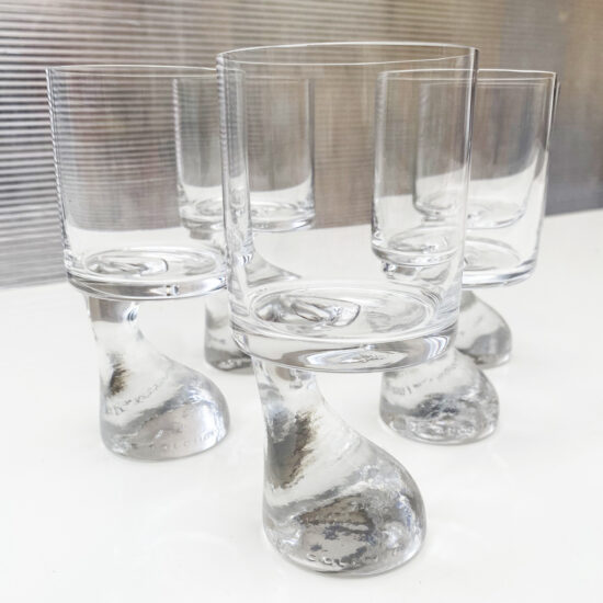 5 verres en cristal Smoke ou Asimmetrico de Joe Colombo pour C.J. Riedel années 60