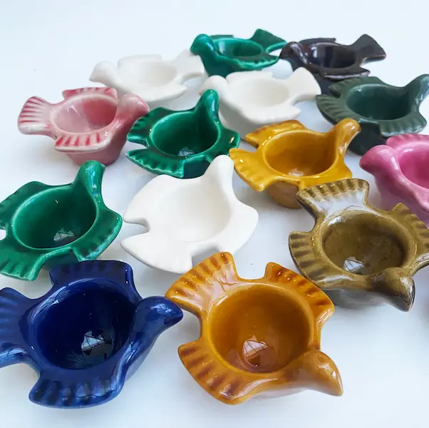 16 coquetiers de Jean Varoqueaux pour La Poterie Périgordine années 60