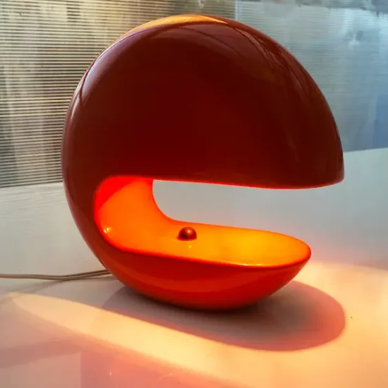 Lampe en céramique orange de Sele-Arte, Italie, années 70.