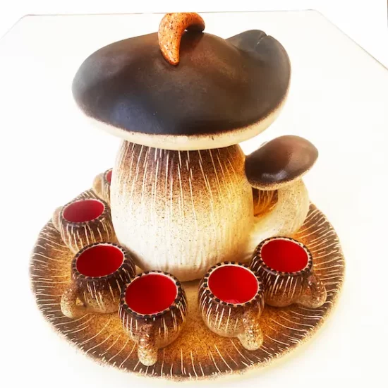 Service céramique "Champignon" de Bruno Dose pour La Poterie du Breuil (Sarlat), années 60.