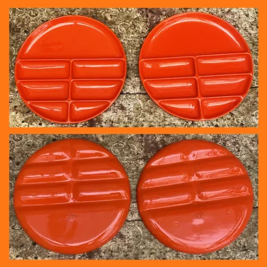 Plats céramique orange 70's d'Ambrogio Pozzi (Compasso d'Oro)